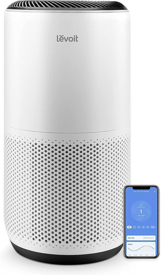 Air Purifiers for Large Room Home up to 1980 Ft², Smart Wifi with Alexa Control, Sleep Mode and Auto Mode,Removes Pet Danders, Smoke, Dust, Air Quality Monitor with 4 Colors, Core 400S White