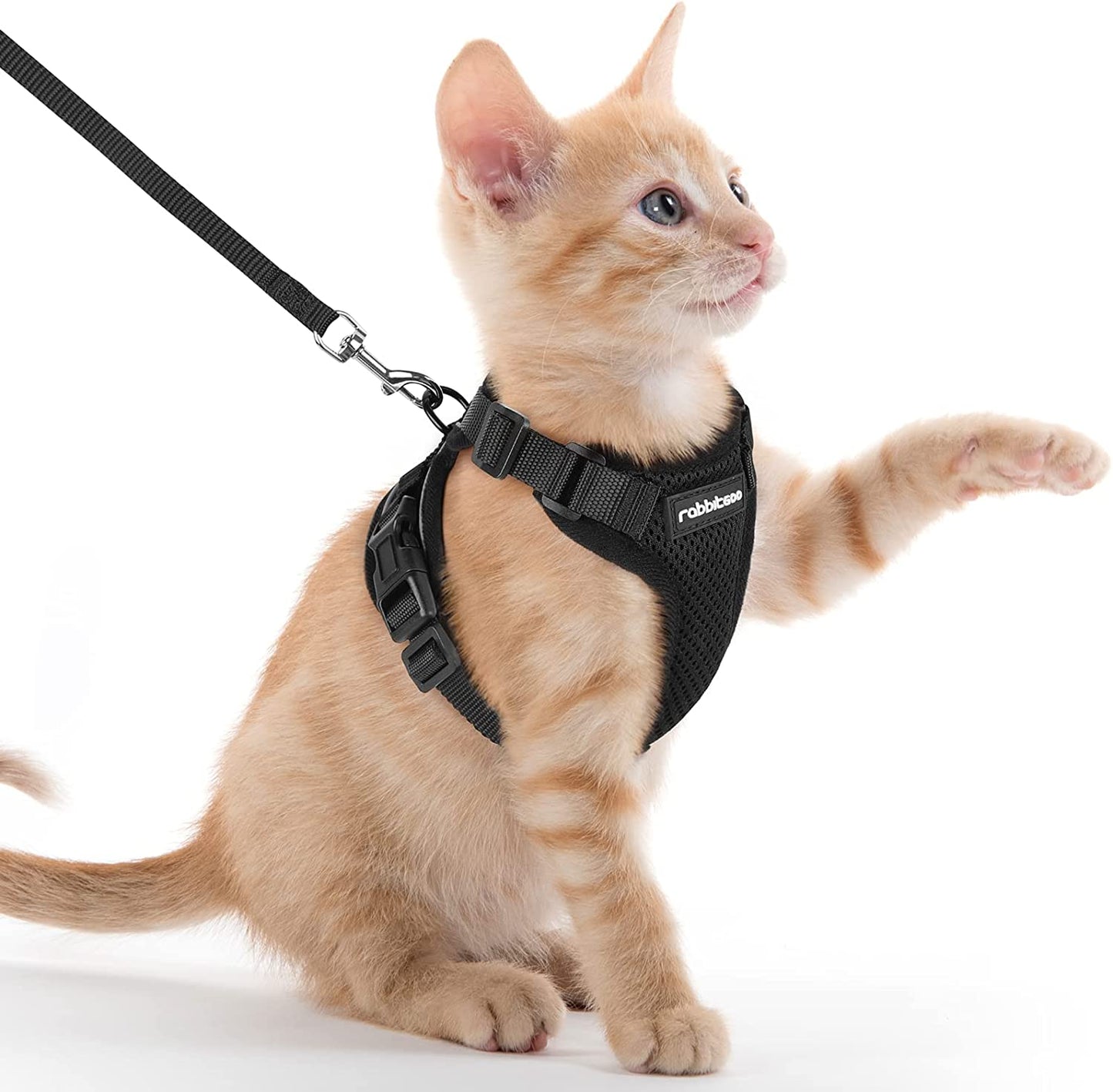 Cat Harness and Leash for Walking, Escape Proof Soft Adjustable Vest Harnesses for Small Medium Cats, Easy Control Breathable Reflective Strips Jacket, XS, Black