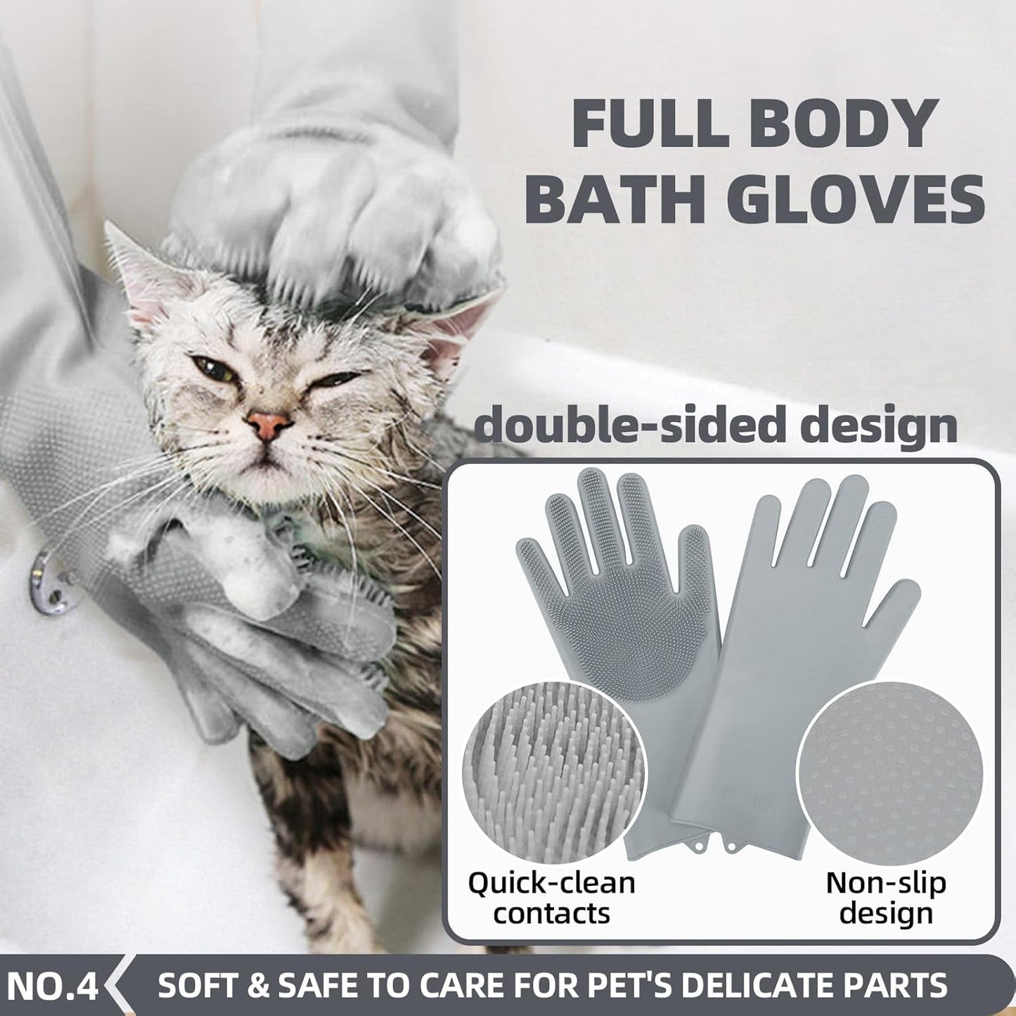 Dog Bath Brush Kit with Dog Towel & Dog Washing Gloves,6 in One Bag Dog Slicker Hair Grooming Brush for Shedding Grooming，Dog Shedding Shampoo Scrubber Brush for Dogs Cats Bath Grey