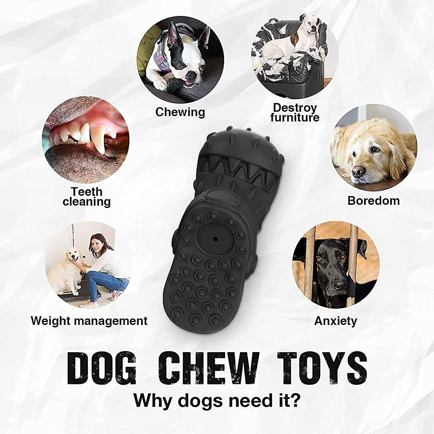 Dog Toys for Aggressive Chewers, Indestructible Dog Toys, Squeaky Dog Chew Toys for Medium/Large Dogs/Heavy Duty Tough Durable Dogs Toys with Natural Rubber