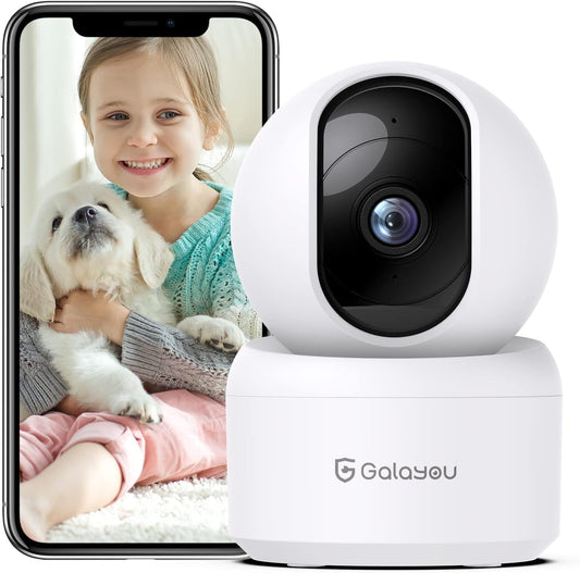 2K Indoor Security Camera, Pet Camera, 360 Degree Wifi Home Security Camera for Baby/Elder/Nanny/Dog with Night Vision, Siren, 24/7 SD Card Storage, Works with Alexa and Google Assistant G2