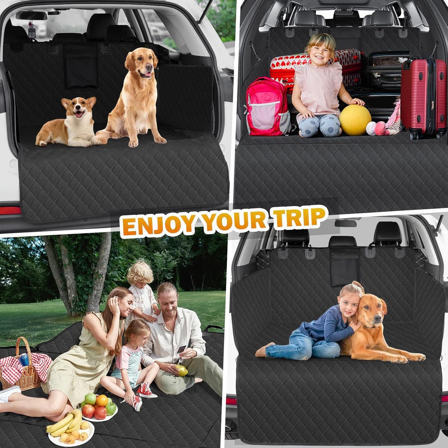 Pets Cargo Liner SUV Dog Cargo Cover, Waterproof Dog Seat Cover Mat for Back Seat Trucks/Suv with Bumper Flap Protector, Nonslip Dog Seat Cover 185 * 105Cm