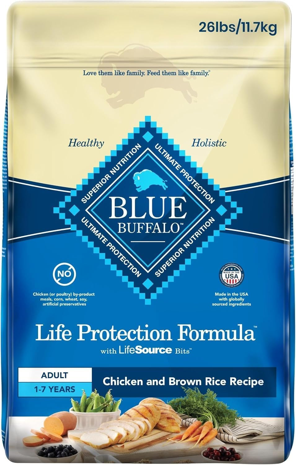 Life Protection Formula Adult Dog Food - Natural Dry Dog Food for Adult Dogs - Chicken and Brown Rice - 11.7 Kg Bag