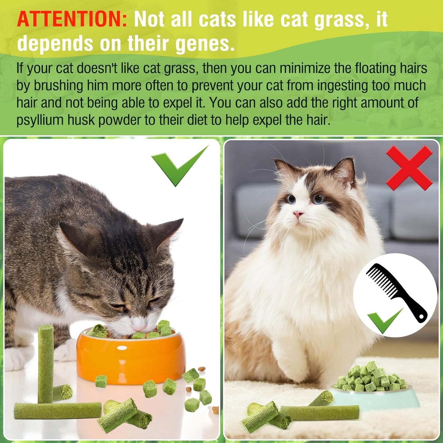 50G Cat Grass Teething Stick for Cat, Natural Dried Cat Grass Treats Snacks for Cats, Edible Cat Chew Toys for Teeth Cleaning and Hairball Removal