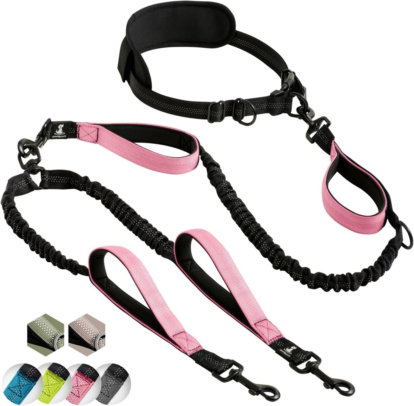 Hands-Free Dog Leash for Medium and Large Breeds – Professional Harness with Reflective Stitches for Training, Walking, Jogging and Running Your Pet (Gray, for 1 Dog)