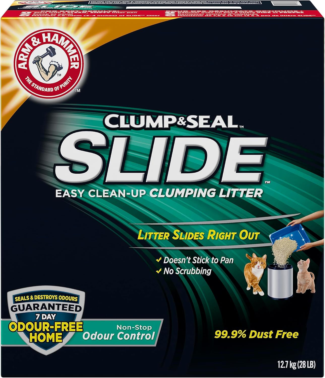 Clump & Seal Slide Clay Cat Litter, 6.4Kg, Odour Control, Dust Free, Clumping Litter