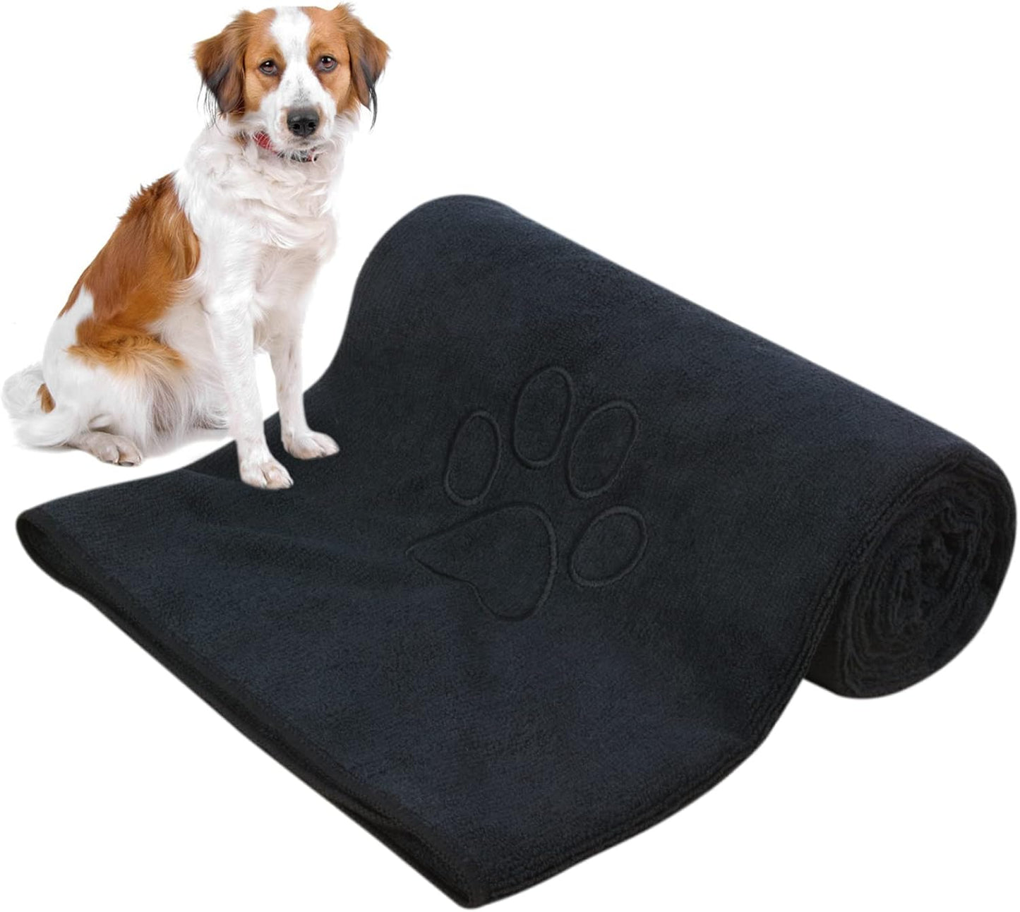 Microfiber Dog Towel Super Absorbent Pet Bath Towel Large Size for All Dogs and Cats with Embroidered Paw Print 30Inch X 50Inch Gray