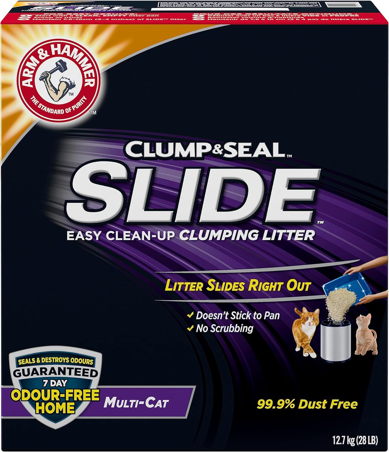 Clump & Seal Slide Clay Cat Litter, 6.4Kg, Odour Control, Dust Free, Clumping Litter