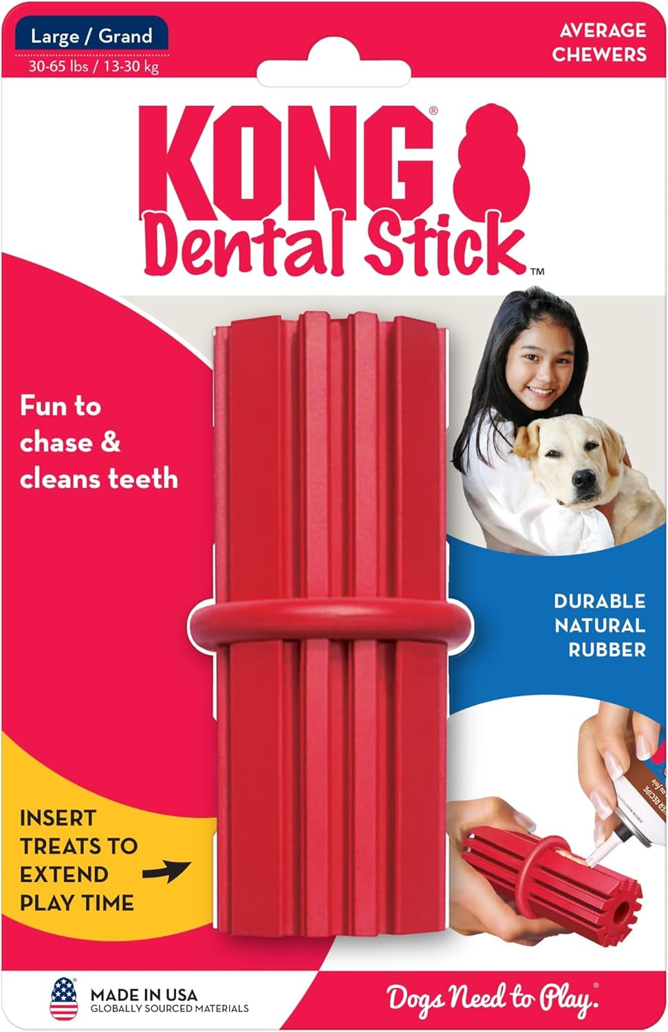 Dental Stick™ - Durable Rubber, Teeth and Gum Cleaning Dog Toy - for Large Dogs