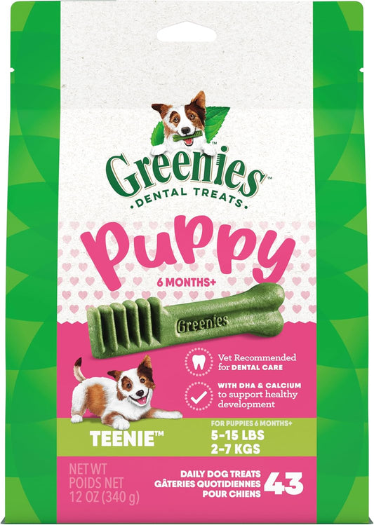 Puppy Teenie Size Natural Dental Dog Treats, (43 Treats) 12 Oz. Pack