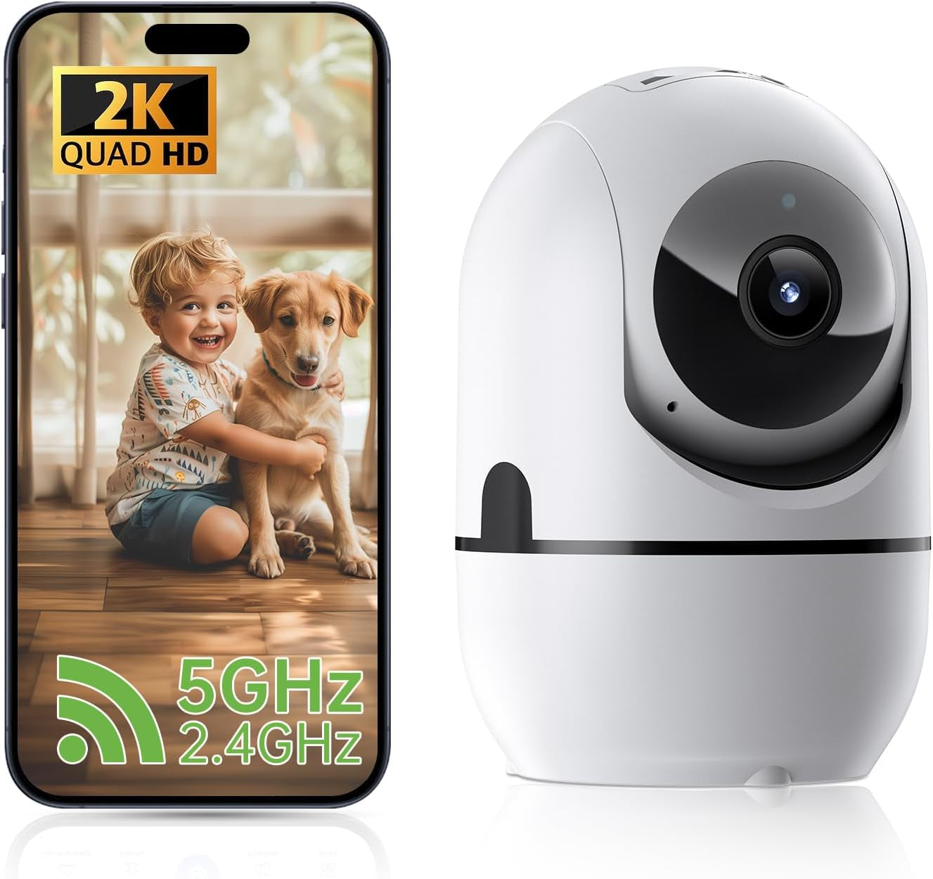 2K Indoor Security Camera 5G&2.4G Wifi Dog Pet Camera with Phone App,360°Home Security Camera Indoor,Baby Monitor Camera Surveillance Interieur Motion Sensor Night Vision 2-Way Audio,Nanny Cam