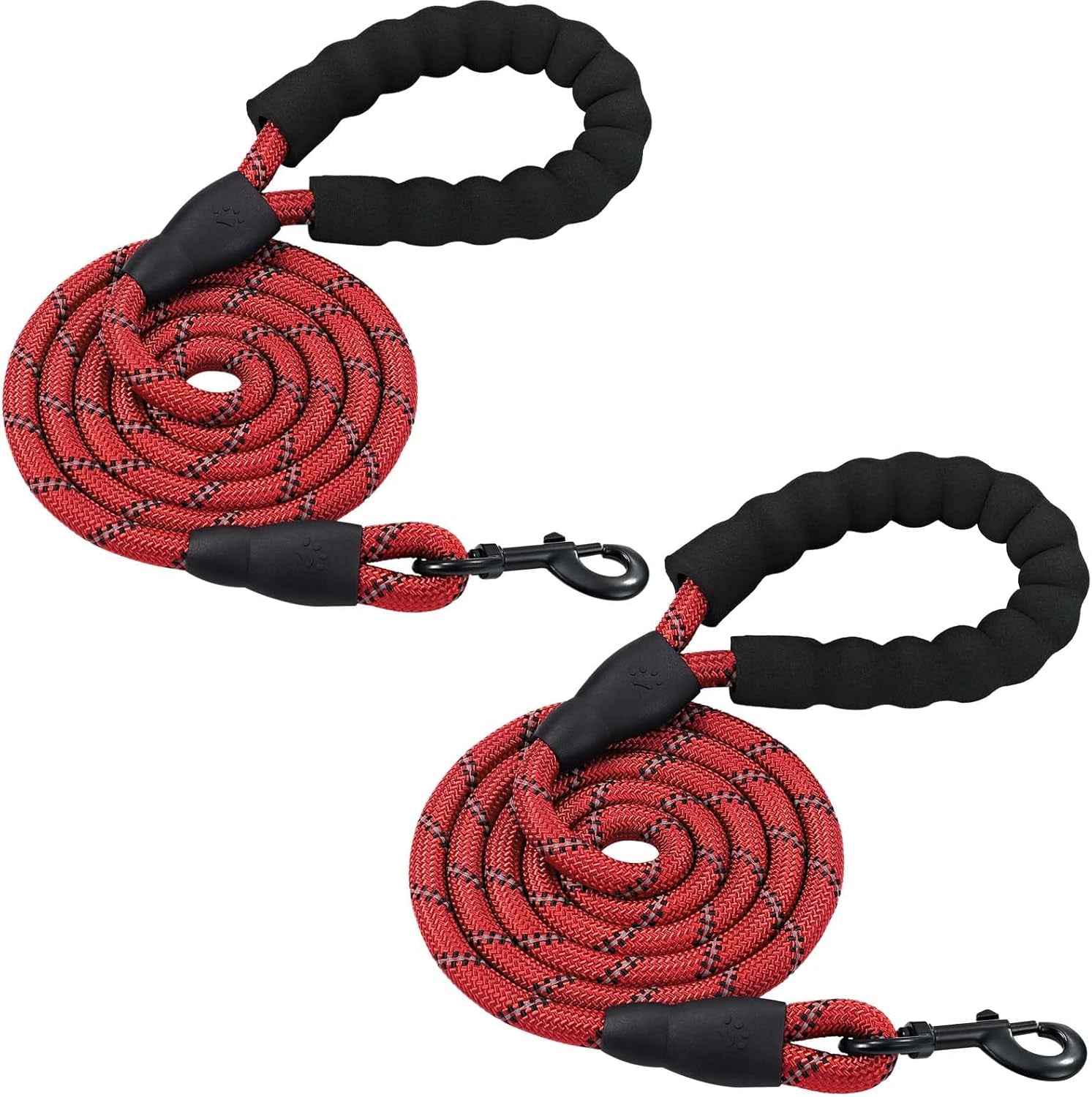 6FT/10FT Strong Dog Leashes with Comfortable Padded Handle and Highly Reflective Threads for Small Medium and Large Dogs(6 Feet X1/2'' (Pack of 1), Black)