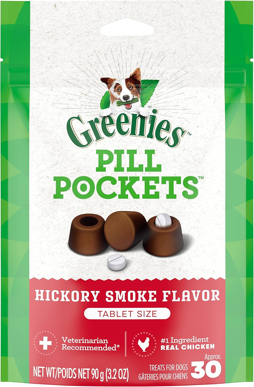 Pill Pockets Adult Dog Treats Capsule Size Natural Soft with Real Peanut Butter, (30 Treats) 7.9Oz. Pack