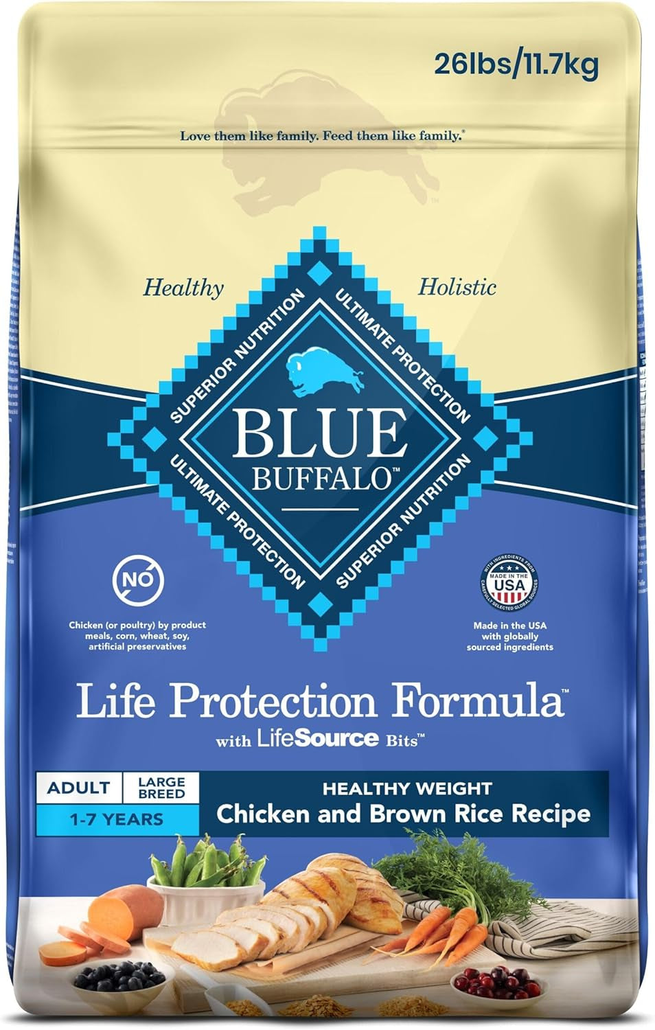 Life Protection Formula Adult Dog Food - Natural Dry Dog Food for Adult Dogs - Chicken and Brown Rice - 11.7 Kg Bag