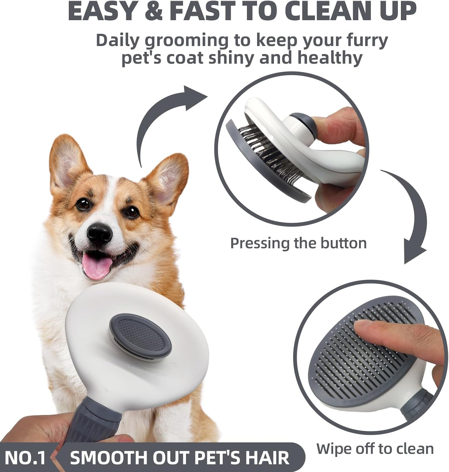 Dog Bath Brush Kit with Dog Towel & Dog Washing Gloves,6 in One Bag Dog Slicker Hair Grooming Brush for Shedding Grooming，Dog Shedding Shampoo Scrubber Brush for Dogs Cats Bath Grey