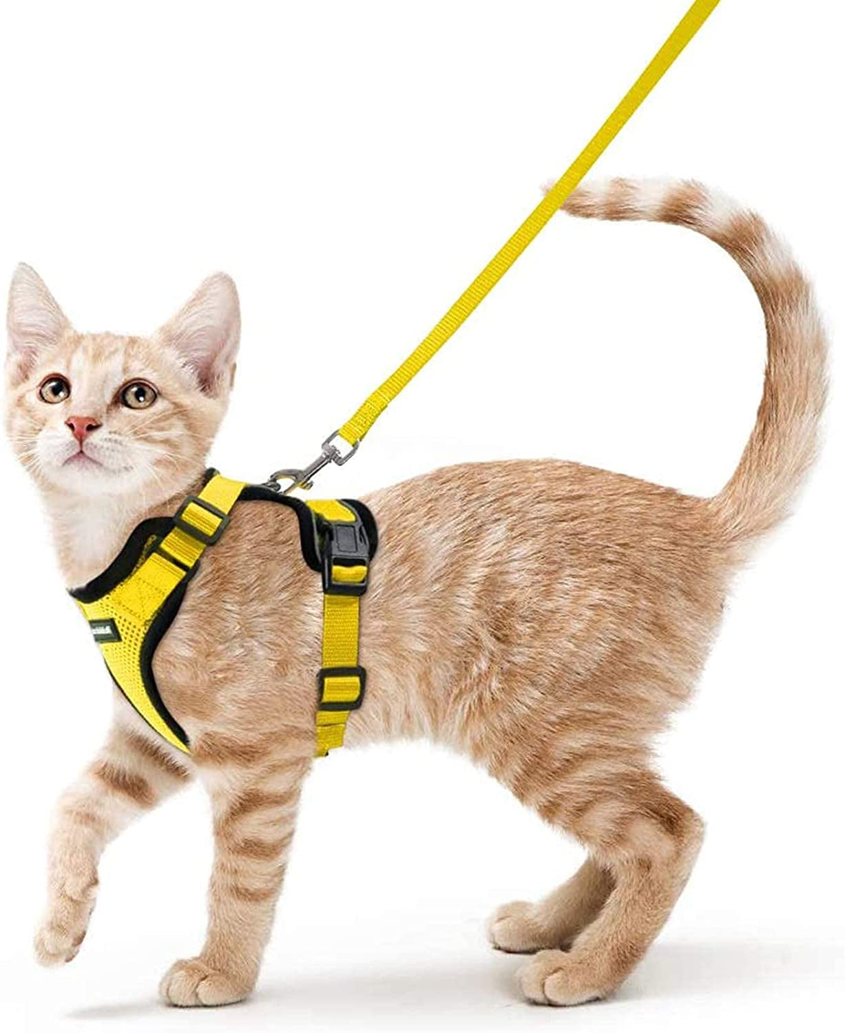 Cat Harness and Leash for Walking, Escape Proof Soft Adjustable Vest Harnesses for Small Medium Cats, Easy Control Breathable Reflective Strips Jacket, XS, Black