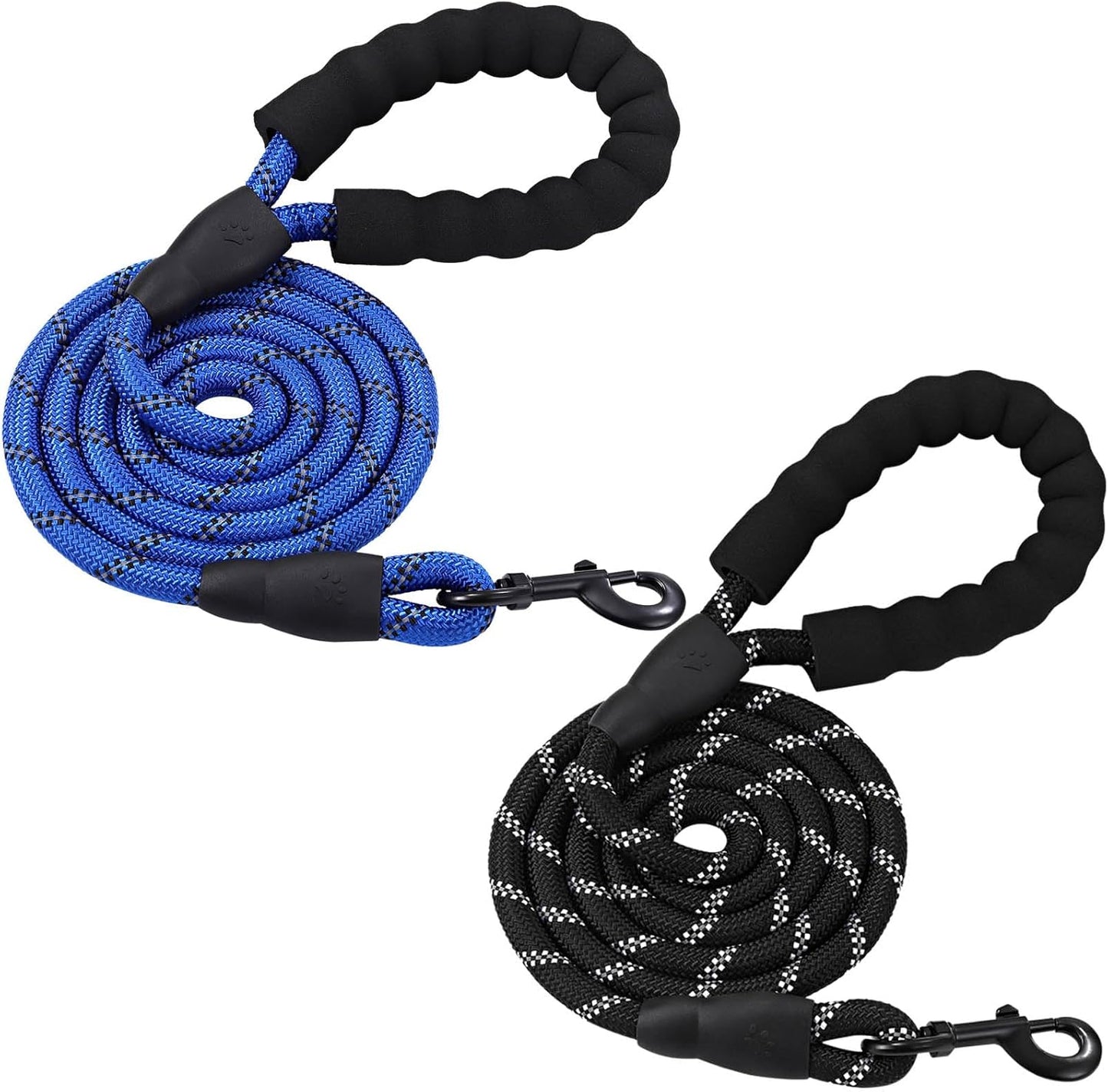 6FT/10FT Strong Dog Leashes with Comfortable Padded Handle and Highly Reflective Threads for Small Medium and Large Dogs(6 Feet X1/2'' (Pack of 1), Black)