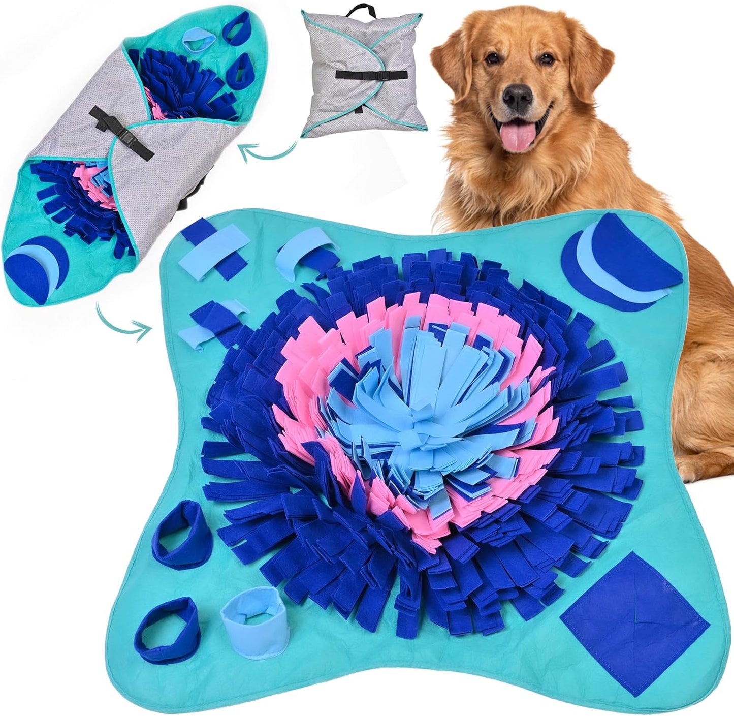 Adjustable Snuffle Mat for Dogs, Dog Puzzle Toys, Enrichment Pet Foraging Mat for Smell Training and Slow Eating, Stress Relief Interactive Dog Toy for Feeding, Dog Mental Stimulation Toys