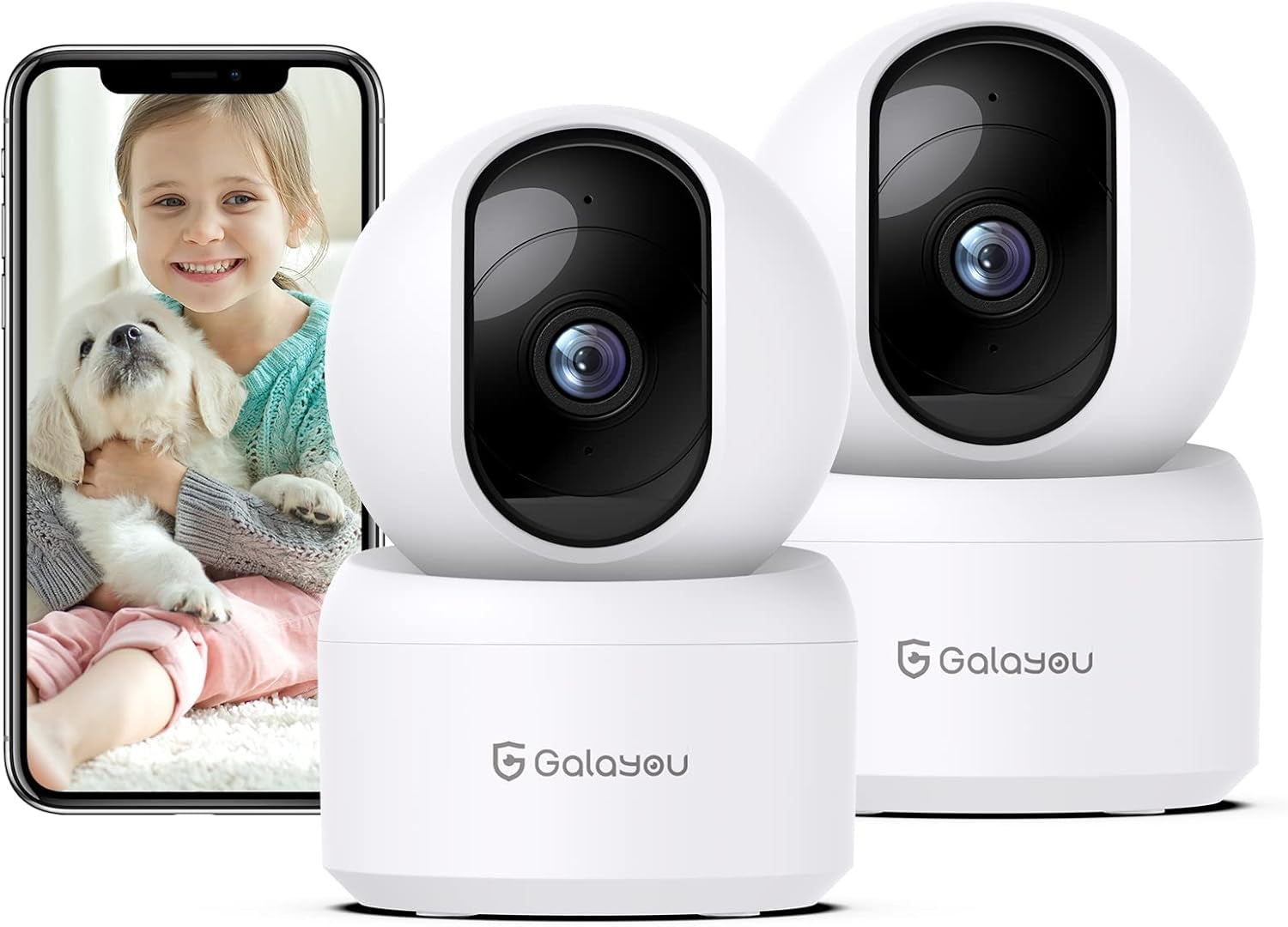 2K Indoor Security Camera, Pet Camera, 360 Degree Wifi Home Security Camera for Baby/Elder/Nanny/Dog with Night Vision, Siren, 24/7 SD Card Storage, Works with Alexa and Google Assistant G2