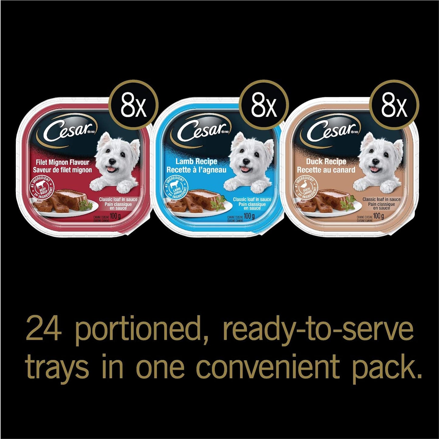 Classic Loaf in Sauce Wet Dog Food Delicacies Variety Pack, 24X100G Trays