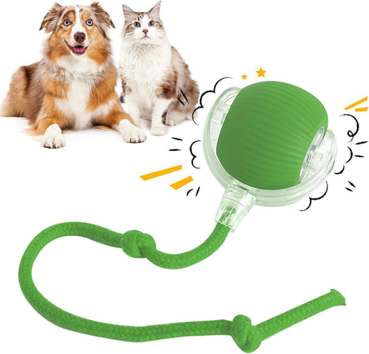 2024 New Interactive Rolling Dog Ball, Self Rolling Dog Ball Interactive Cat Toys Automatic Cat Toy Self Moving Dog Toys, 360° Smart Automatic Rolling Ball Toy Electric Dog Balls for Dog/Cat (Green)