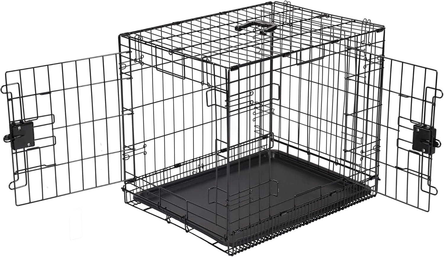 - Durable, Foldable Metal Wire Dog Crate with Tray, Double Door, 36 X 23 X 25 Inches, Black