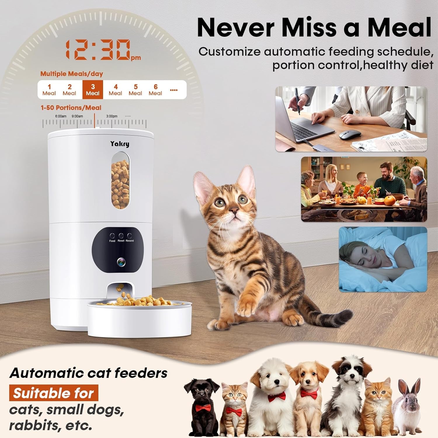 Automatic Cat Feeders Camera 5G: Wifi Easy to Clean Timed Smart Dog Food Dispenser 2-Way Audio Memory Function Pet Feeder HD 1080P Video Record APP Control Dry Food Clear Night Vision