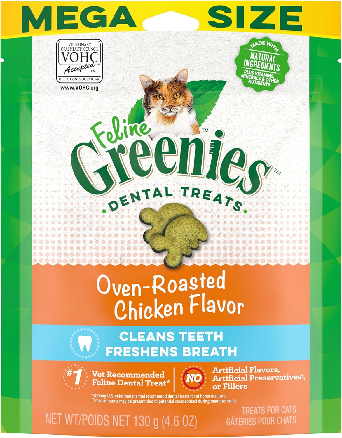 FELINE  Cat Treats Natural Dental Care, Oven Roasted Chicken Flavour, 9.75Oz. Tub