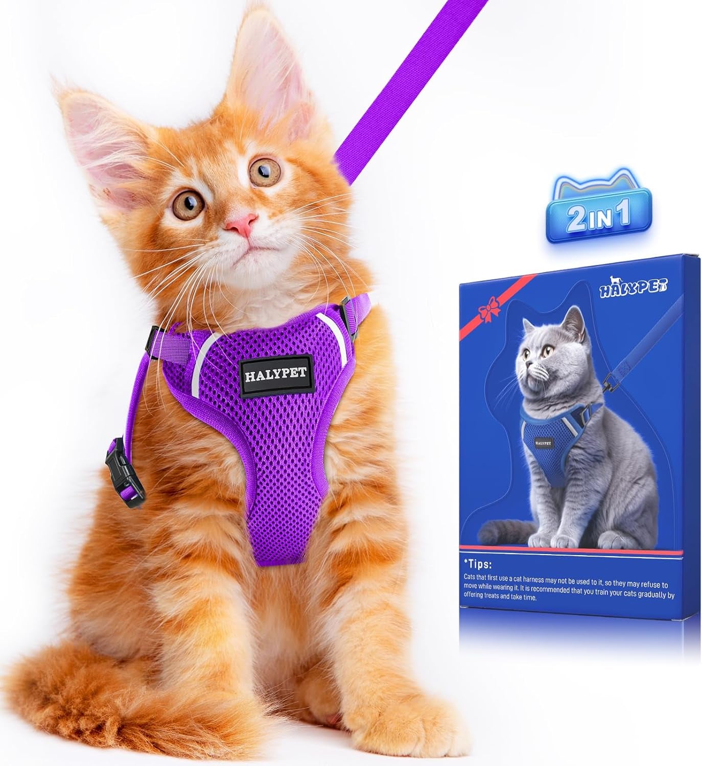 Cat Harness and Leash Set [ MAX Safety 3Rd Gen ] Escape Proof Cat Harness Soft Adjustable Cat Leash Breathable Comfortable Vest Easy to Wear Kitten Harness for Outdoor Walking, S Black