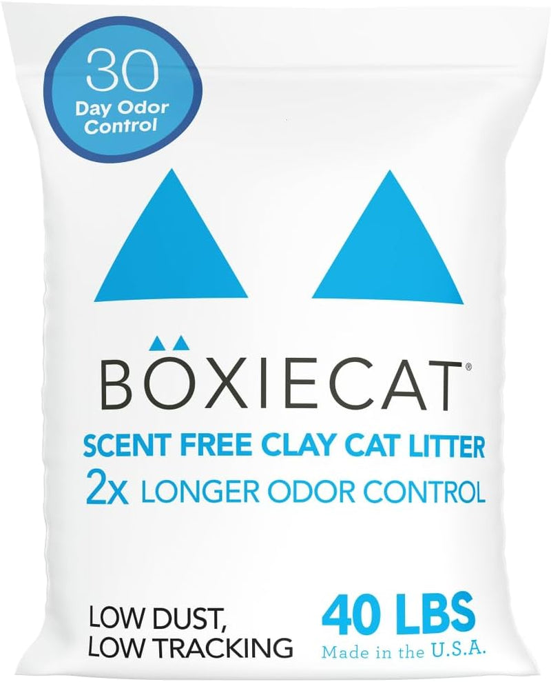 Boxie® Unscented 30 Day Odour Control Clumping Clay Cat & Kitty Litter 16 Lb, 99.9% Dust-Free, Hard Flat Top® Clumps, No Fragrances No Fillers, Long-Lasting, Easy to Scoop