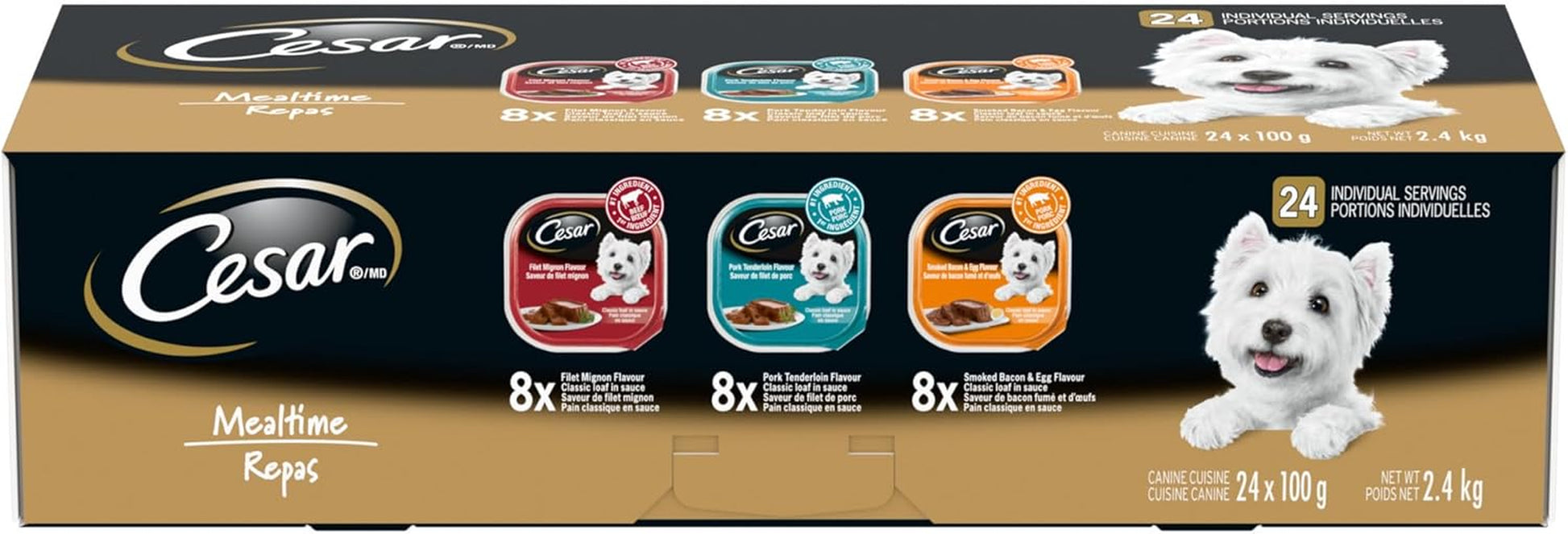 Classic Loaf in Sauce Wet Dog Food Delicacies Variety Pack, 24X100G Trays