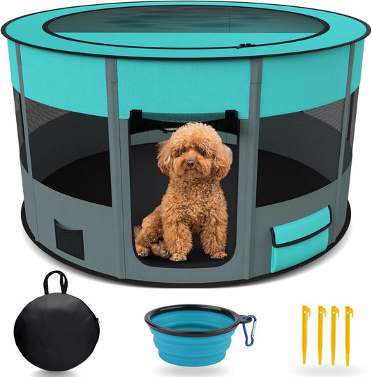 Portable Dog Pen, Upgraded Pet Playpen, Foldable Cat Playpen for Dogs, Cats, Rabbits and Small Animals, Great for Indoor Outdoor Travel 43" Large