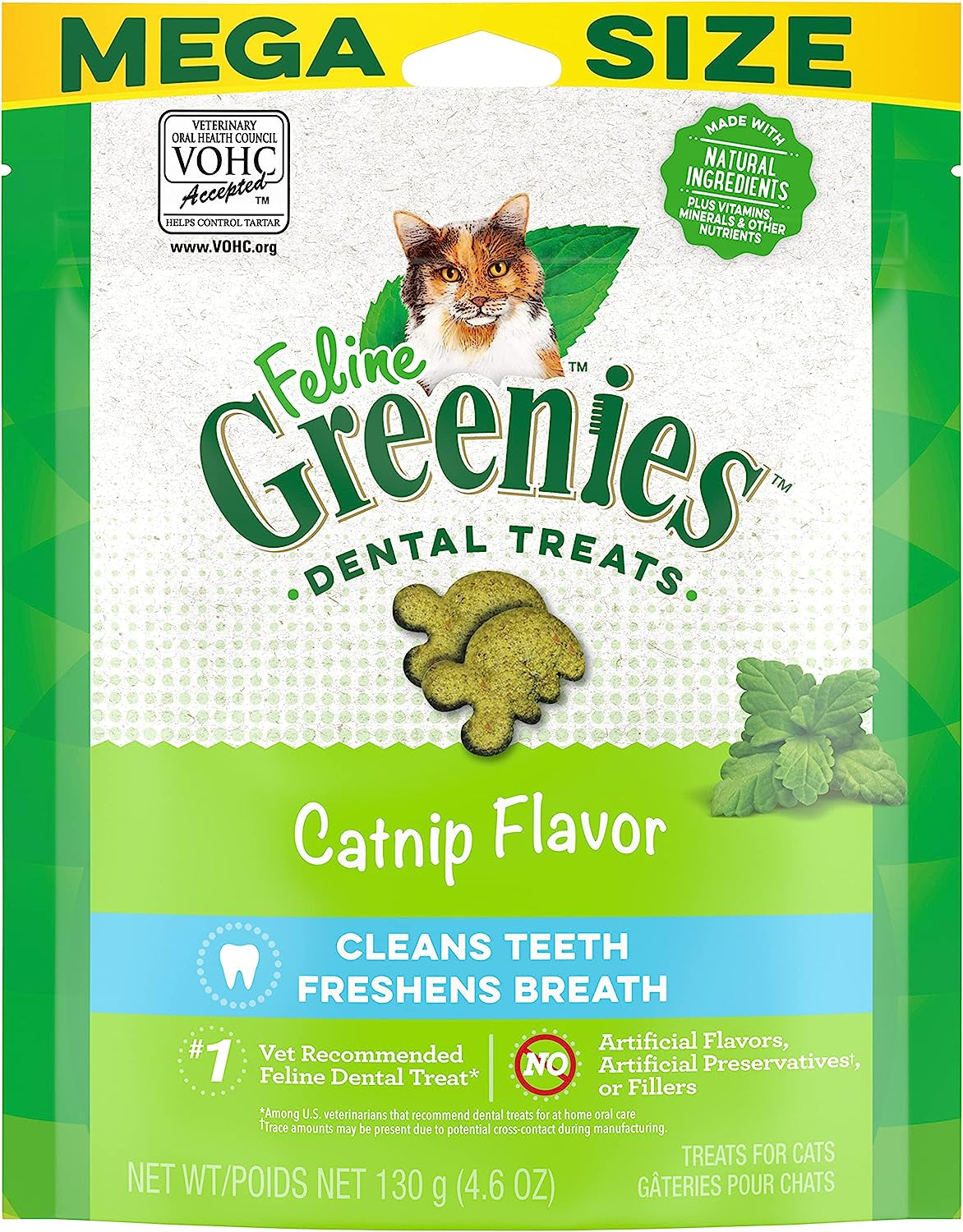 FELINE  Cat Treats Natural Dental Care, Catnip Flavour, 9.75Oz. Tub