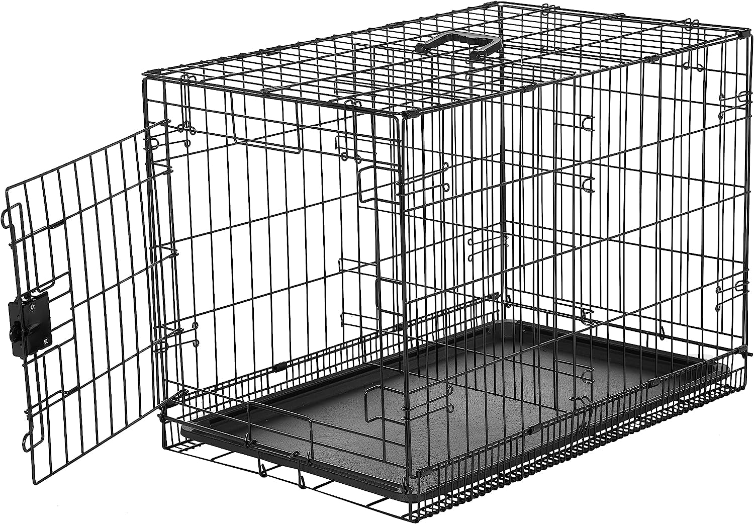 - Durable, Foldable Metal Wire Dog Crate with Tray, Double Door, 36 X 23 X 25 Inches, Black