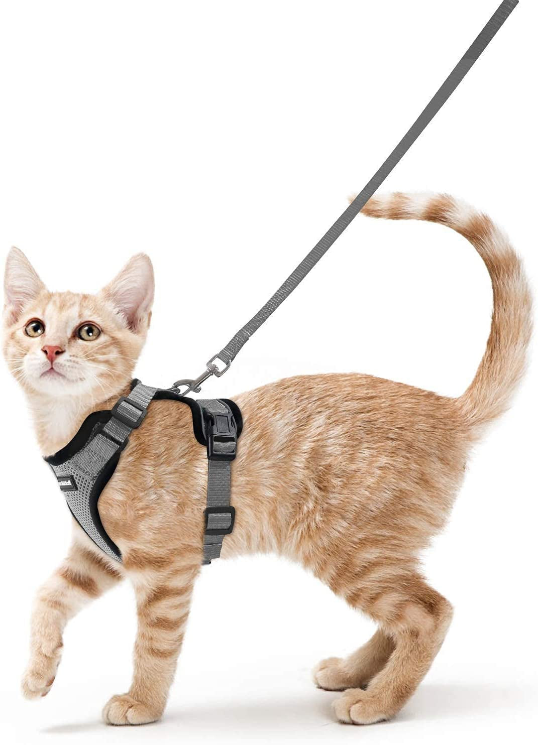 Cat Harness and Leash for Walking, Escape Proof Soft Adjustable Vest Harnesses for Small Medium Cats, Easy Control Breathable Reflective Strips Jacket, XS, Black