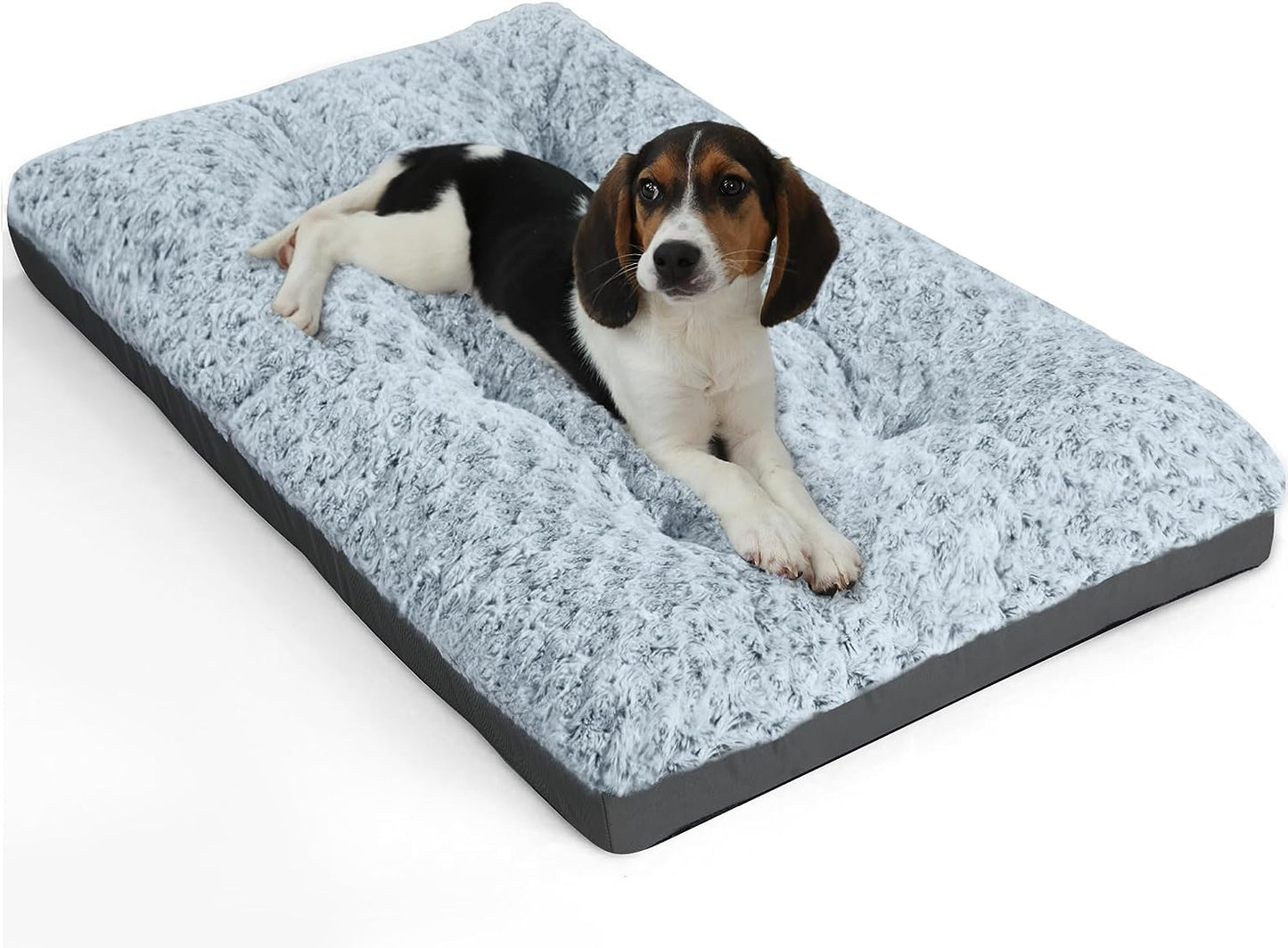 Deluxe Washable Dog Bed for Large Dogs Dog Crate Mat 36 Inch Comfy Fluffy Kennel Pad Anti-Slip for Dogs up to 60 Lbs, 36" X 23", Grey