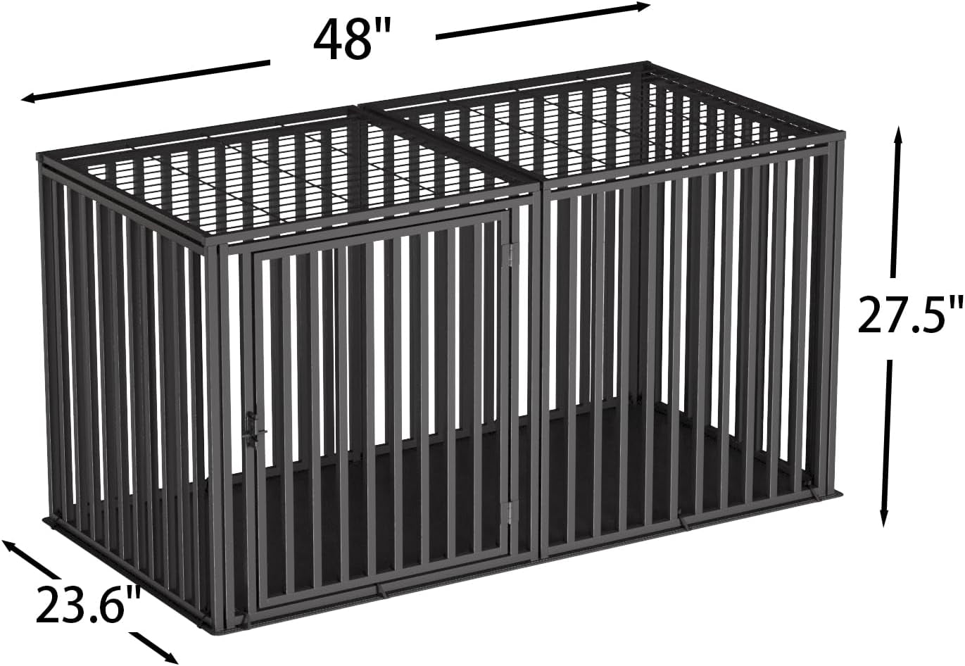 Steel Tube Heavy Large Dog Crate with Mat Base, 48" L X 28" H Dog Crates for Medium Large Dogs, Big Dog Cage, Dog Kennel, Puppy Dog Playpen with Top, Pet Cage, Indoor, Black