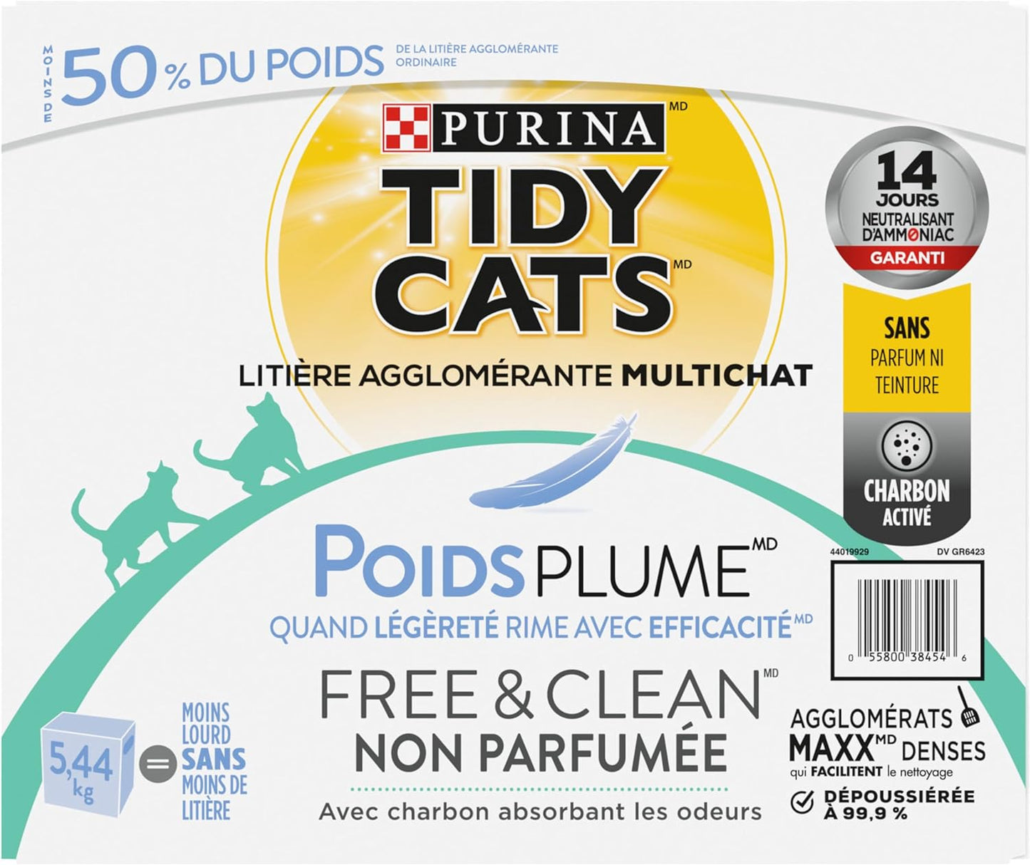 Free & Clean Cat Litter, Lightweight Unscented Multi-Cat - 5.44 Kg Box