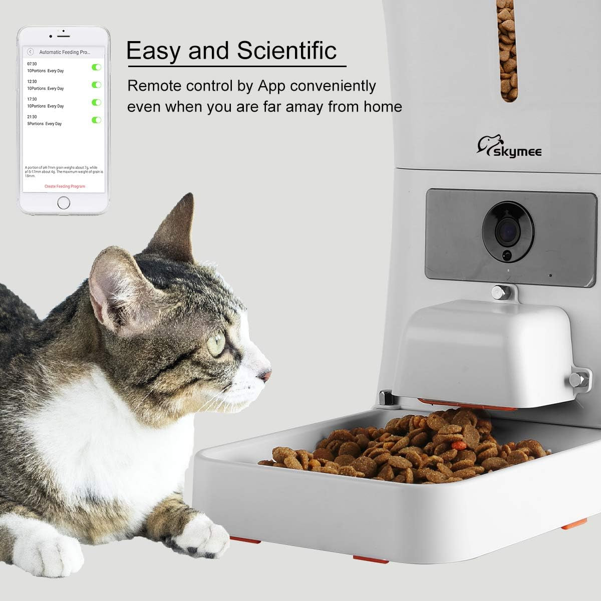 8L Smart Automatic Pet Feeder Food Dispenser for Cats & Dogs - 1080P Full HD Pet Camera Treat Dispenser with Night Vision and 2-Way Audio, Wi-Fi Enabled App for Iphone and Android