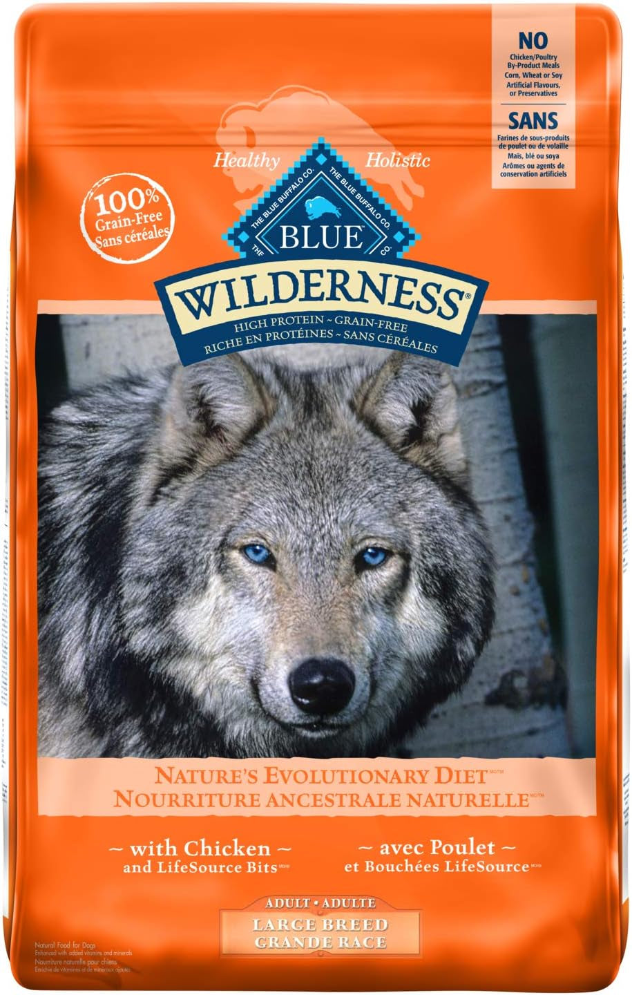 Wilderness High Protein Grain Free, Natural Adult Large Breed Dry Dog Food, Chicken 10.8Kg Bag - 24 Lb, Kibble