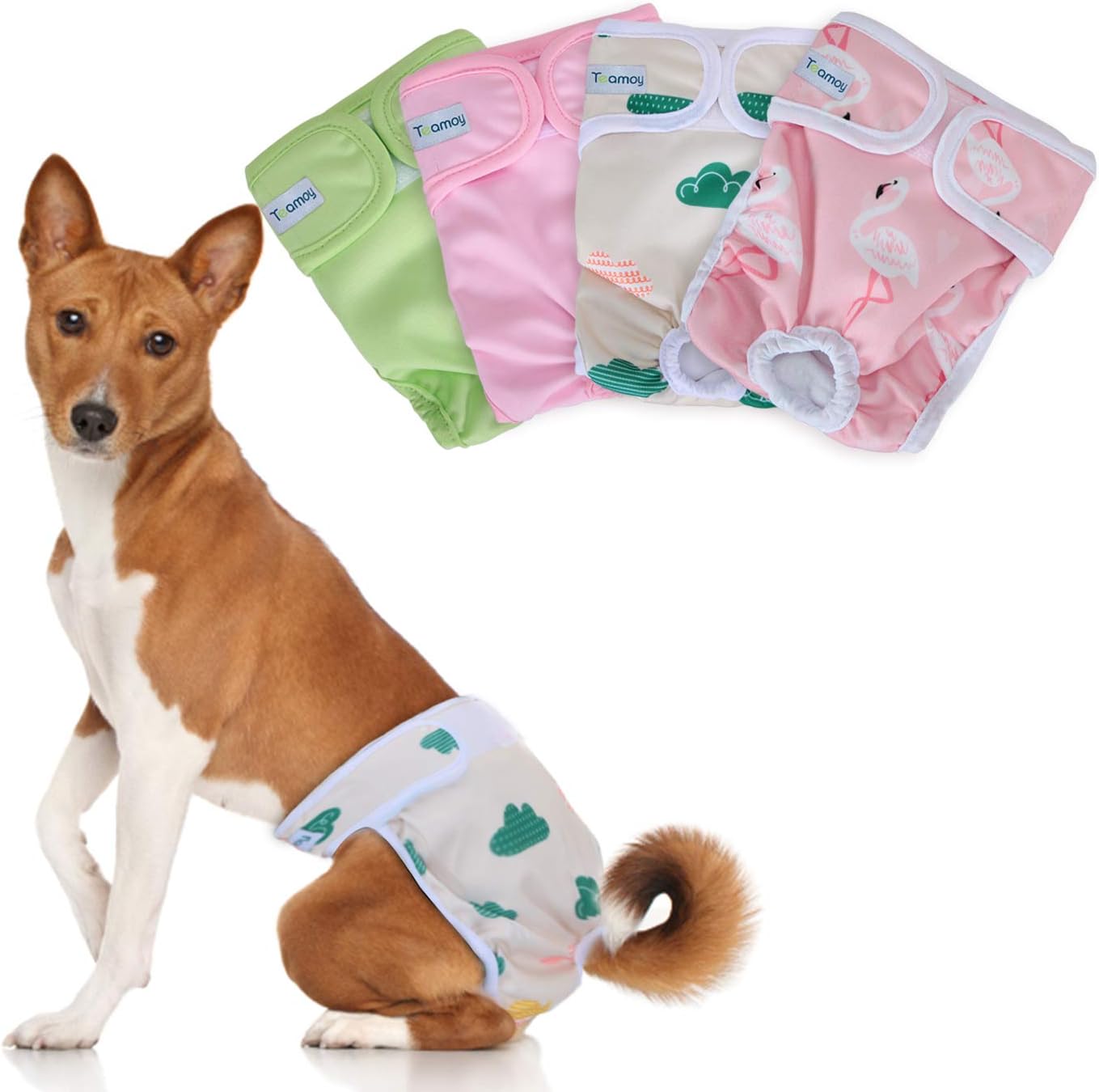 4PCS Pack Dog Diapers, Reusable Washable Female Sanitary Physiological Pants for Dogs, Super-Absorbent, Comfortable and Stylish, Fit for 14"-20", M