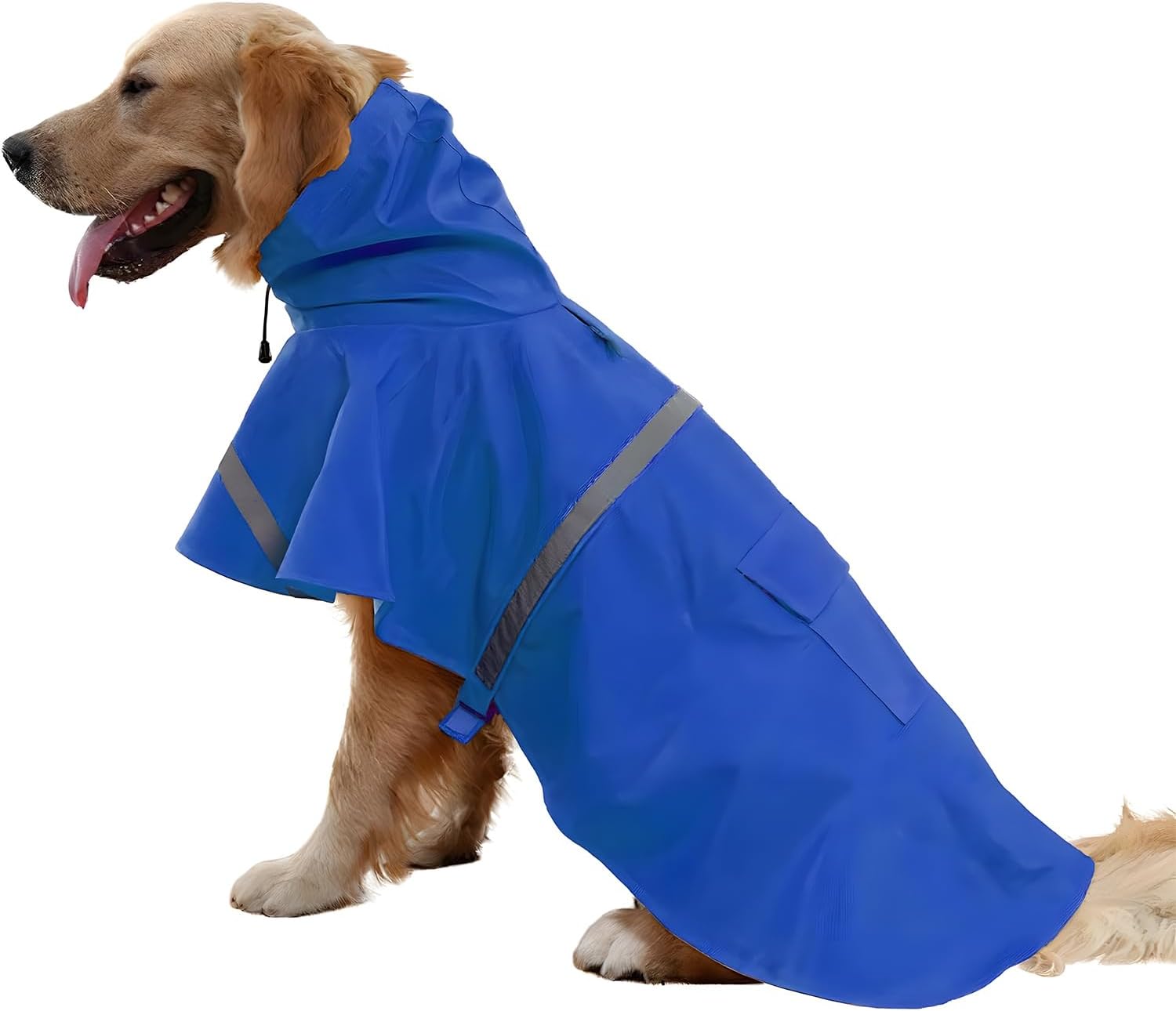 Large Dog Raincoat Adjustable Pet Water Proof Clothes Lightweight Rain Jacket Poncho Hoodies with Strip Reflective (XL, Pink)