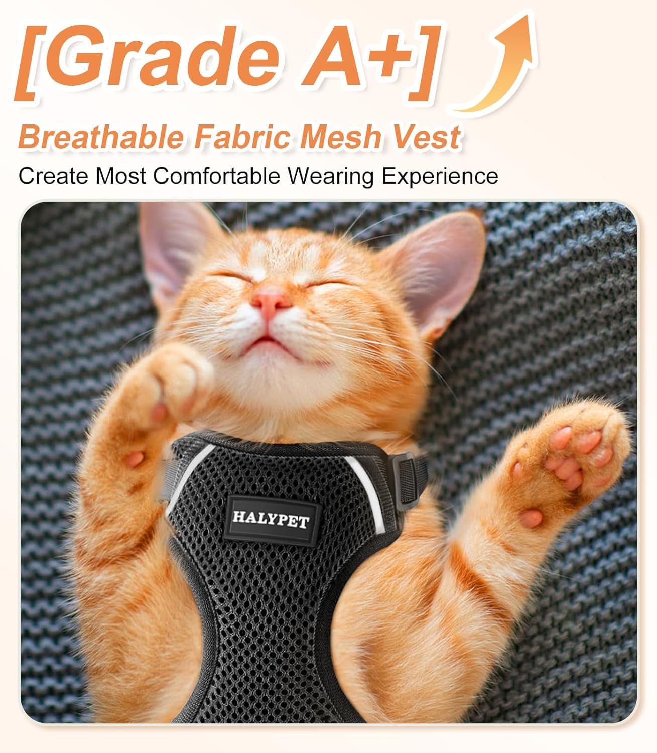 Cat Harness and Leash Set [ MAX Safety 3Rd Gen ] Escape Proof Cat Harness Soft Adjustable Cat Leash Breathable Comfortable Vest Easy to Wear Kitten Harness for Outdoor Walking, S Black