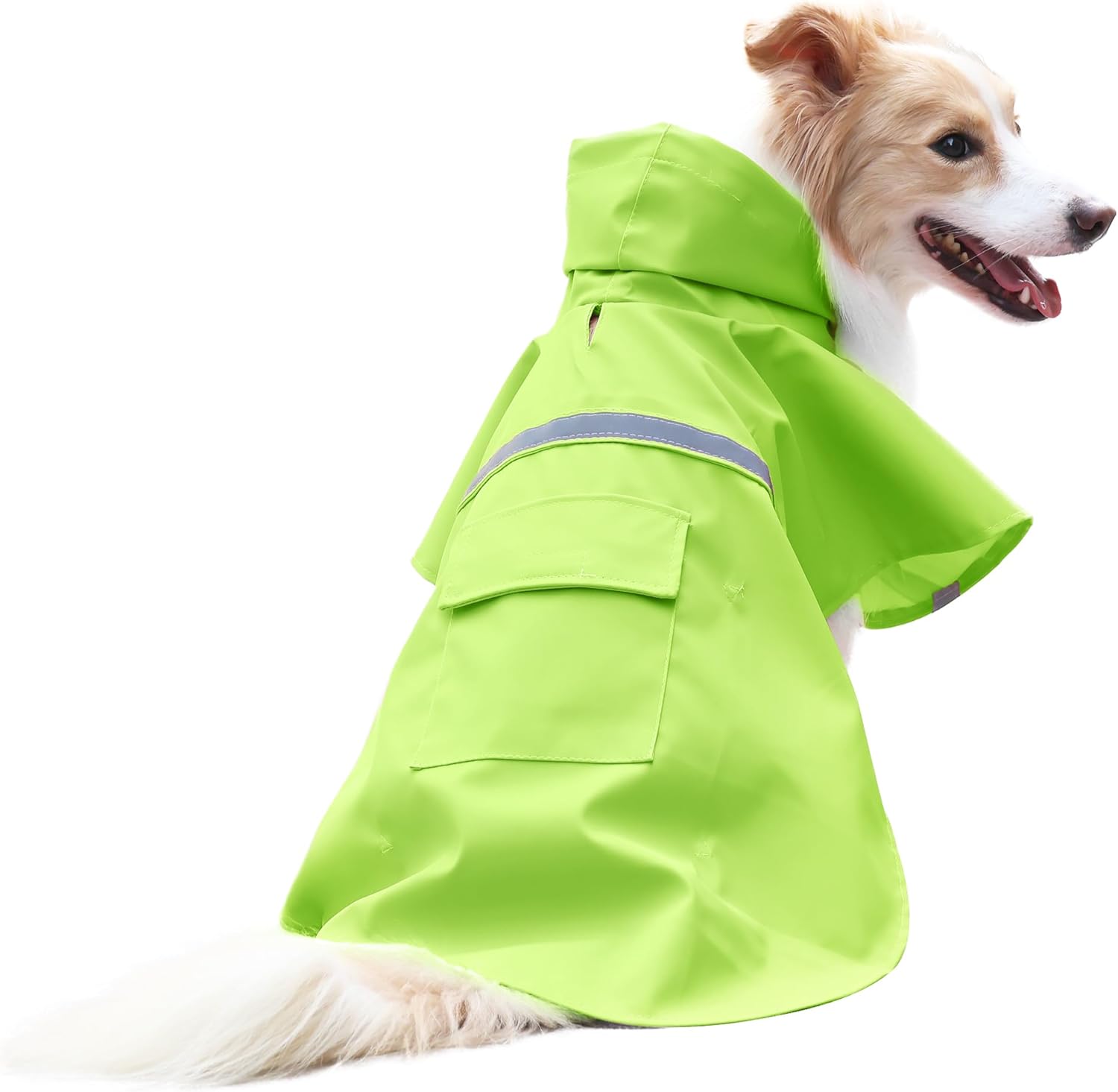 Large Dog Raincoat Adjustable Pet Water Proof Clothes Lightweight Rain Jacket Poncho Hoodies with Strip Reflective (XL, Pink)