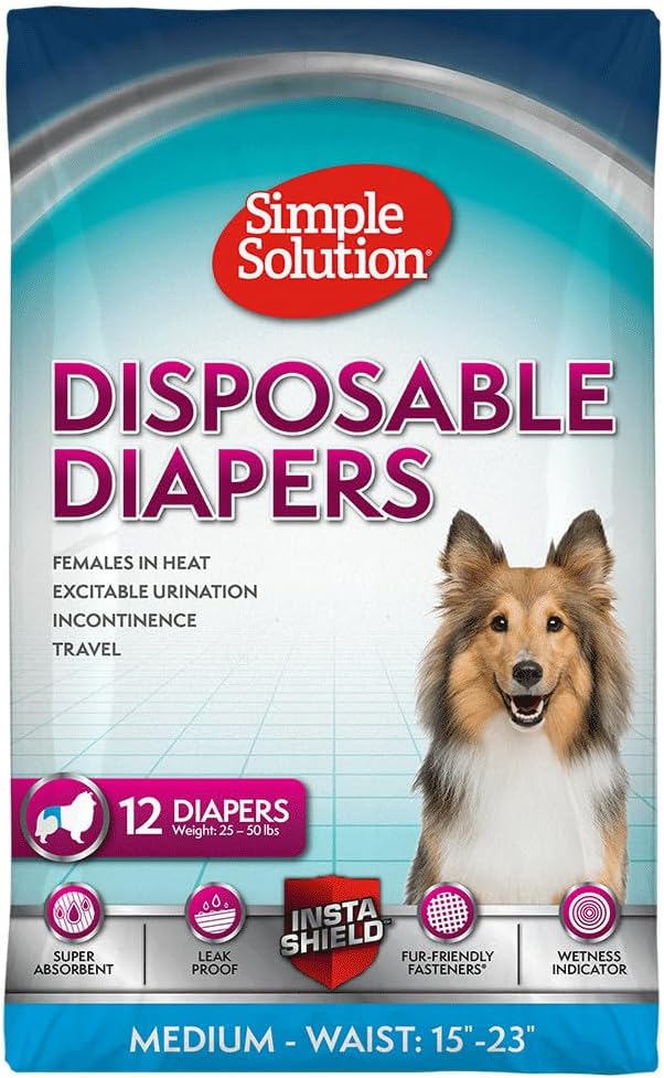 Disposable Dog Diapers for Female Dogs, True Fit, Absorbent, Leak Proof with Wetness Indicator, XL Puppy & Doggie Period Pad and Pee Diaper, for Large Pets, 18-27 Inch Waist, 30 Count