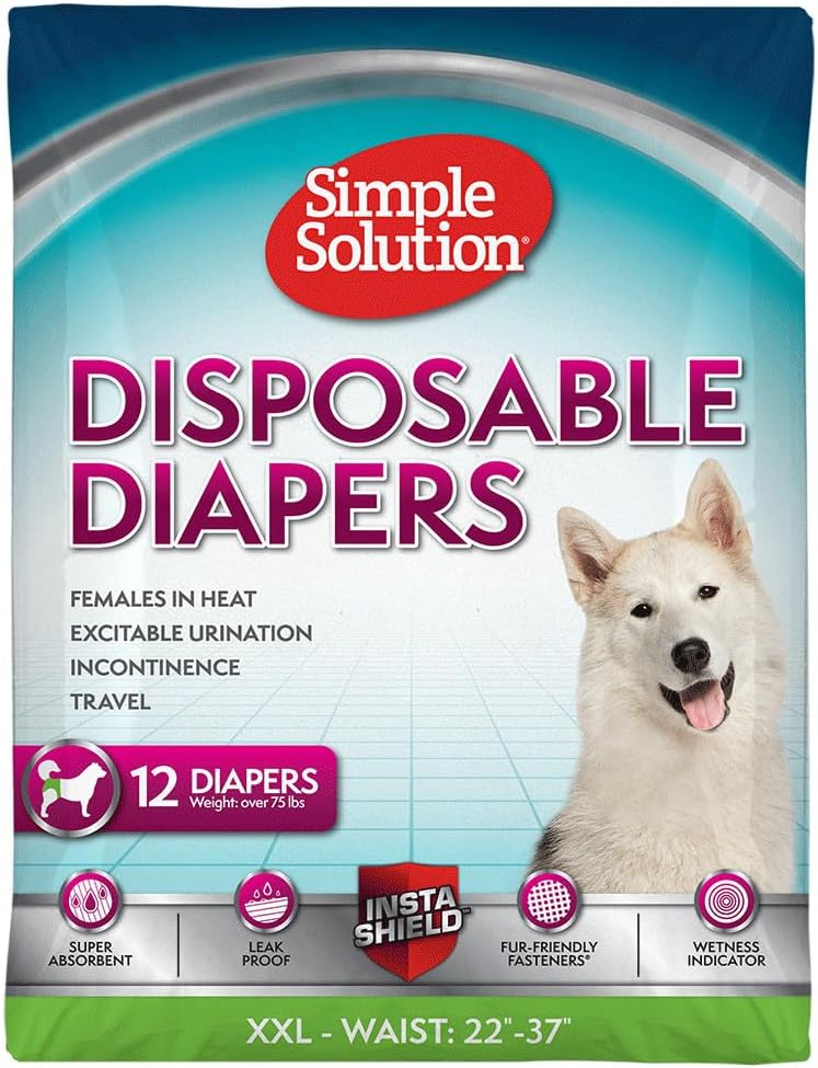 Disposable Dog Diapers for Female Dogs, True Fit, Absorbent, Leak Proof with Wetness Indicator, XL Puppy & Doggie Period Pad and Pee Diaper, for Large Pets, 18-27 Inch Waist, 30 Count