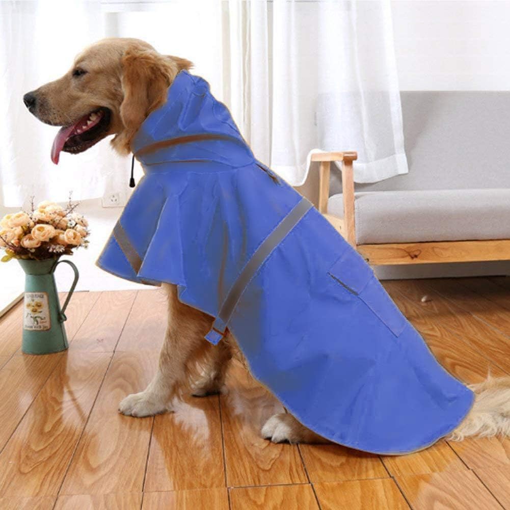 Large Dog Raincoat Adjustable Pet Water Proof Clothes Lightweight Rain Jacket Poncho Hoodies with Strip Reflective (XL, Pink)