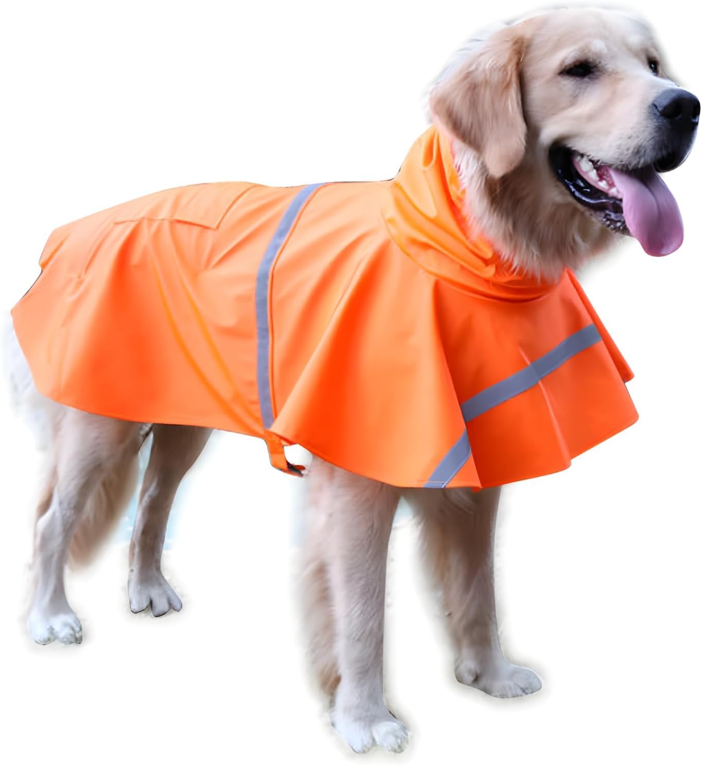 Large Dog Raincoat Adjustable Pet Water Proof Clothes Lightweight Rain Jacket Poncho Hoodies with Strip Reflective (XL, Pink)