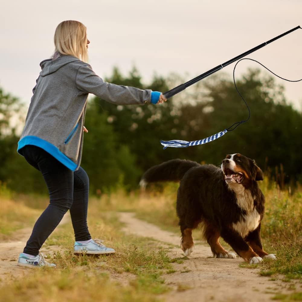 Flirt Pole for Dogs Interactive Dog Toys for Large Medium Small Dogs Chase and Tug Extendable Flirt Pole with 1Pcs Cotton Lure Rope Toy for Dog Outdoor Entertainment, Train and Exercise