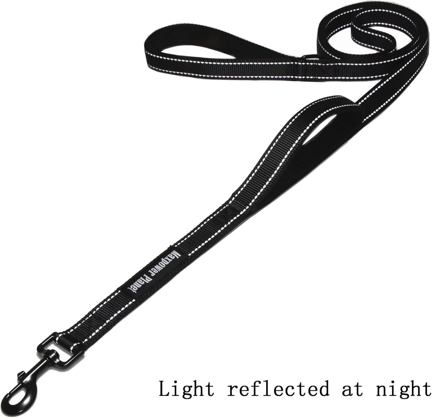 - Heavy Duty Dog Leash - 6Ft Long with Double Traffic Handle Reflective Black - Perfect for Medium to Large Dogs